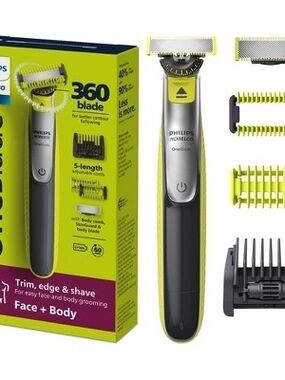 Philips OneBlade Face + Body Trimmer in Lime Green and Black
